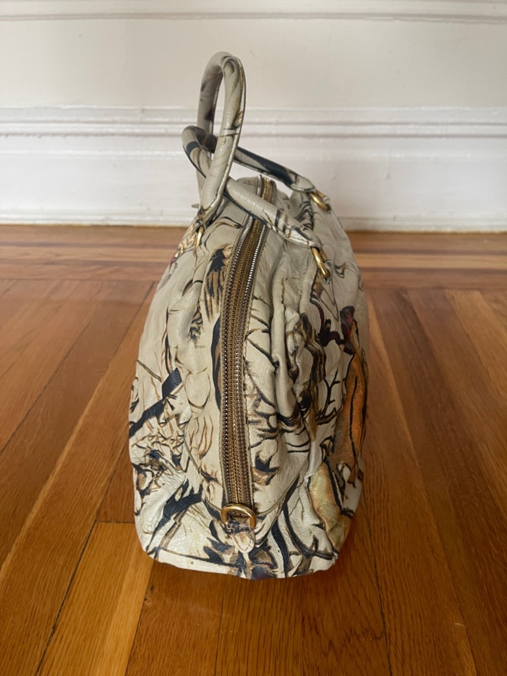 Prada Fairy Bag 2008 James Jean Print Cervo Lux Satchel Rare Collectible - Picture 6 of 11